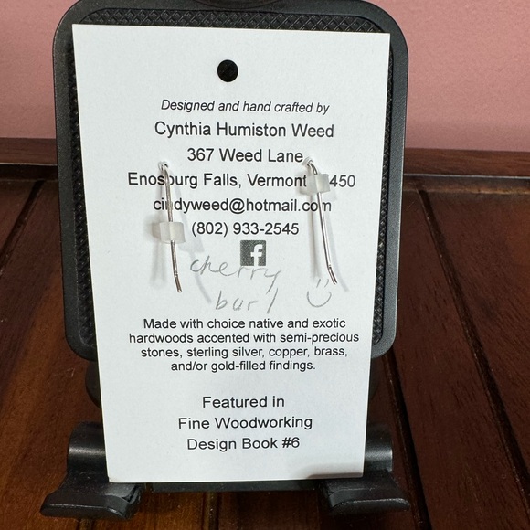 Vermont Made Wooden Earrings - Picture 2 of 3